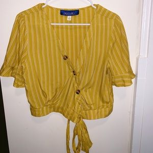 Yellow Striped Crop Top